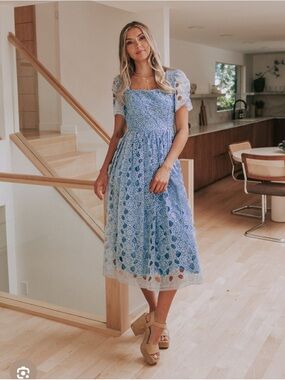 Light Blue Lace Midi Dress From One Loved Babe